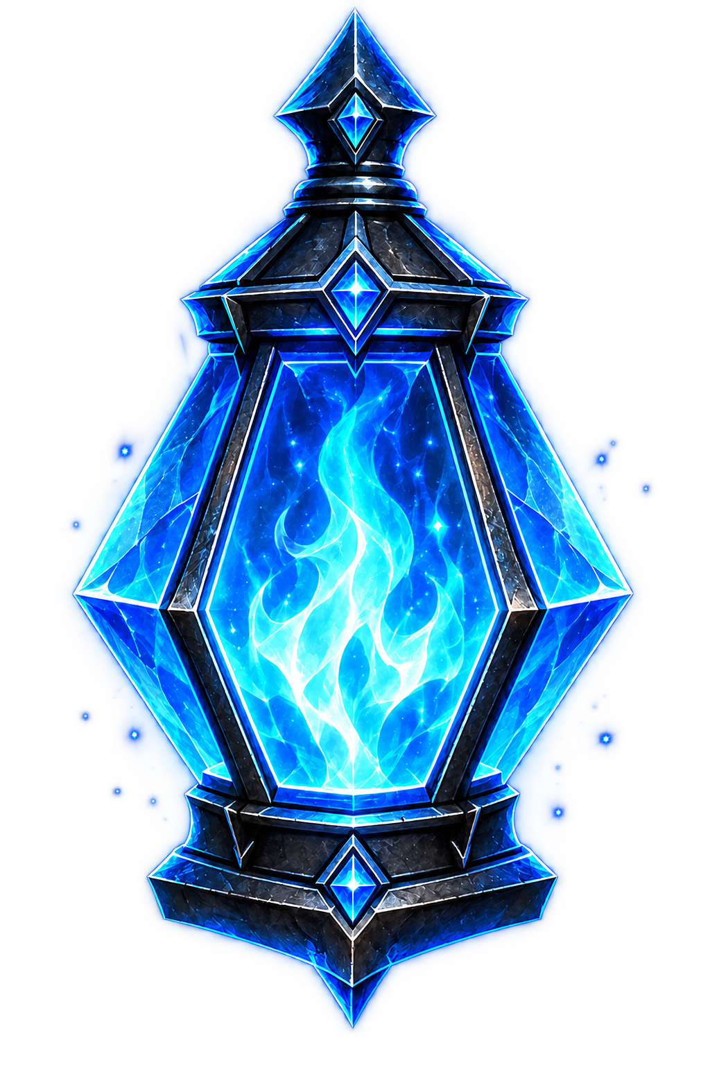 Glowing blue mana lamp